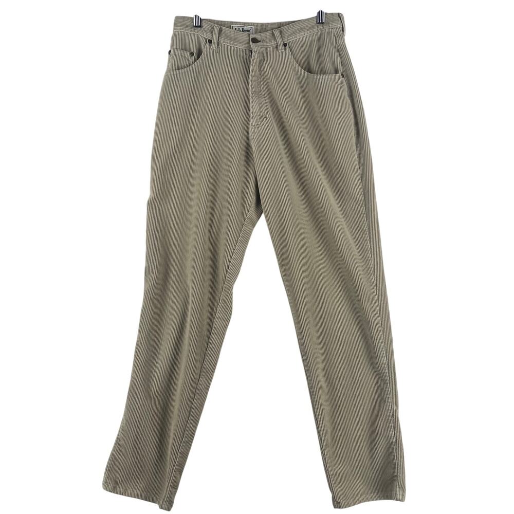 Vintage LL Bean WMNS SZ 8(?) Wide Wale Corduroy Pants High Rise Tan Tapered